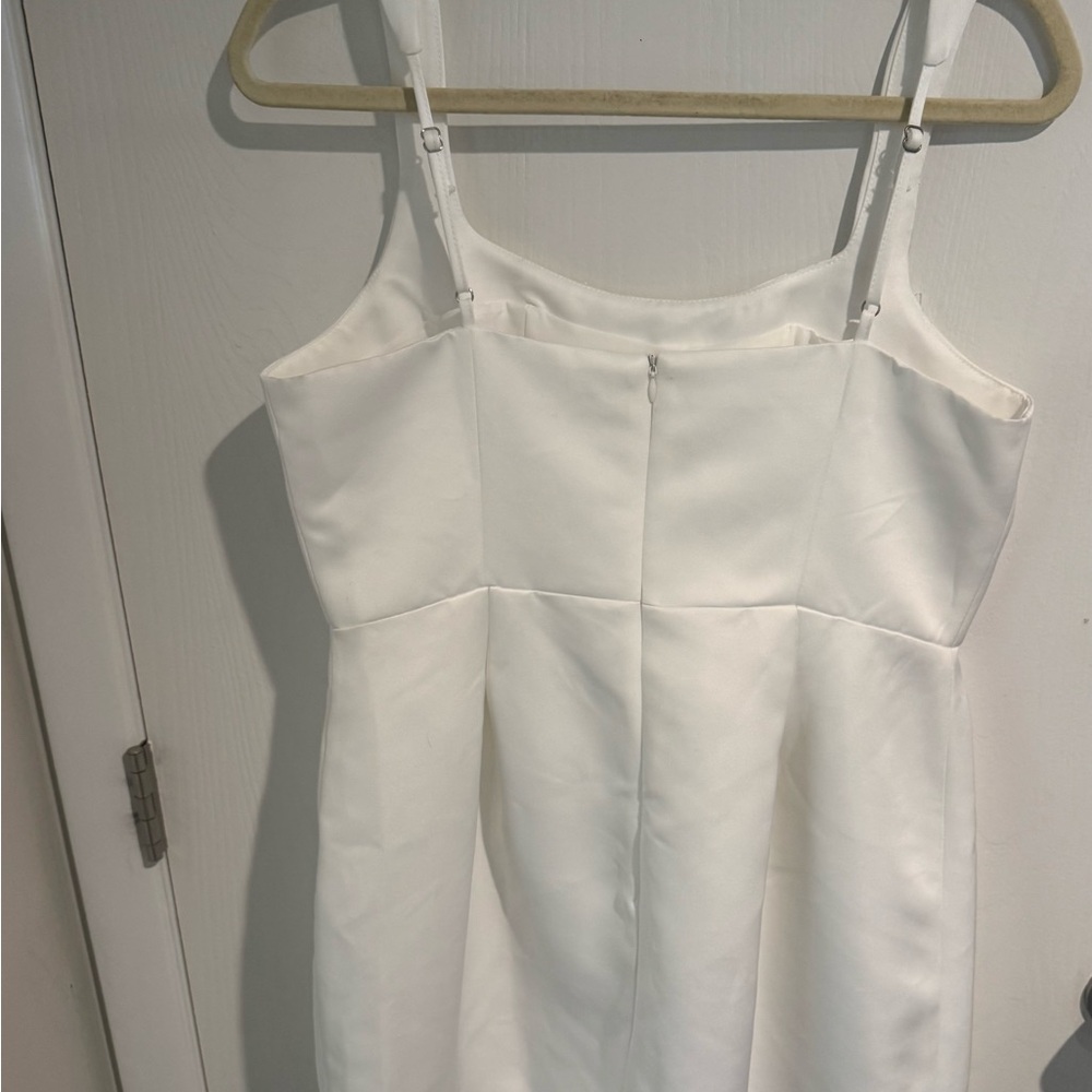Classic White Satin Spaghetti-Strap Dress
